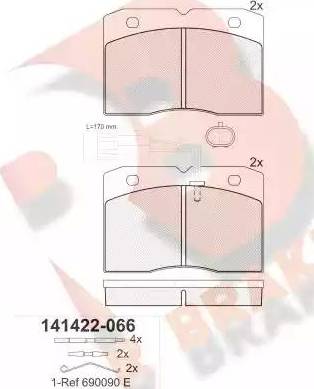 R Brake RB1422 - Тормозные колодки, дисковые, комплект autospares.lv