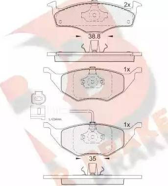 R Brake RB1594 - Тормозные колодки, дисковые, комплект autospares.lv