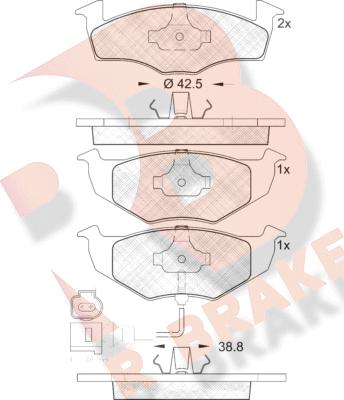 R Brake RB1590 - Тормозные колодки, дисковые, комплект autospares.lv