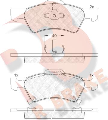 R Brake RB1544 - Тормозные колодки, дисковые, комплект autospares.lv