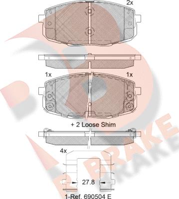 R Brake RB1540-208 - Тормозные колодки, дисковые, комплект autospares.lv