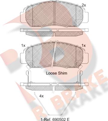 R Brake RB1543-208 - Тормозные колодки, дисковые, комплект autospares.lv