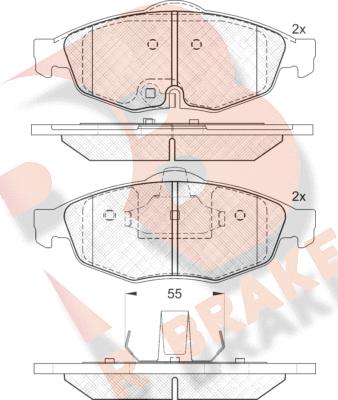 R Brake RB1559 - Тормозные колодки, дисковые, комплект autospares.lv