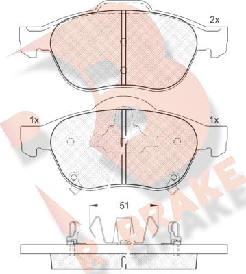 R Brake RB1556 - Тормозные колодки, дисковые, комплект autospares.lv