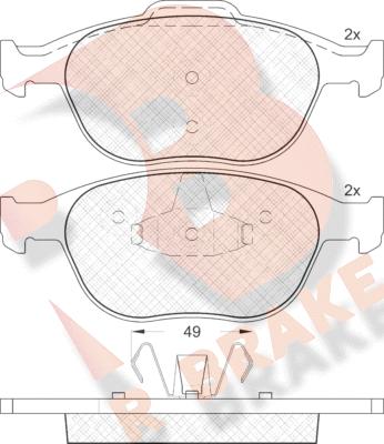 R Brake RB1537 - Тормозные колодки, дисковые, комплект autospares.lv