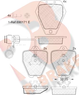 R Brake RB1693 - Тормозные колодки, дисковые, комплект autospares.lv