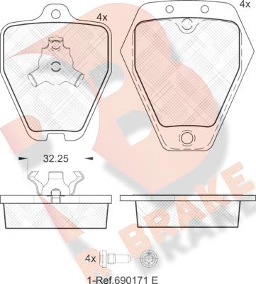 R Brake RB1692 - Тормозные колодки, дисковые, комплект autospares.lv