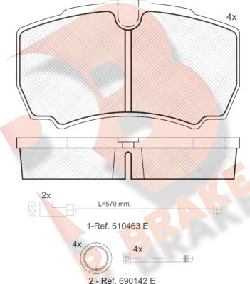 R Brake RB1640-229 - Тормозные колодки, дисковые, комплект autospares.lv