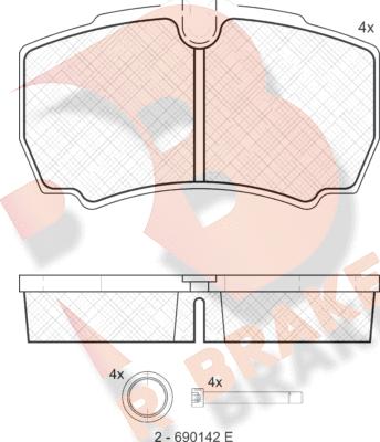 R Brake RB1640 - Тормозные колодки, дисковые, комплект autospares.lv