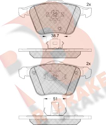 R Brake RB1655 - Тормозные колодки, дисковые, комплект autospares.lv