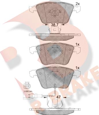 R Brake RB1653 - Тормозные колодки, дисковые, комплект autospares.lv