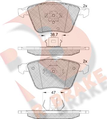 R Brake RB1652 - Тормозные колодки, дисковые, комплект autospares.lv