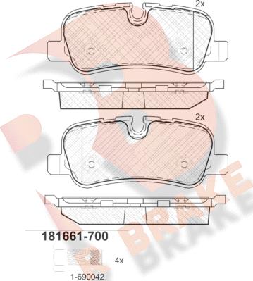 R Brake RB1661-700 - Тормозные колодки, дисковые, комплект autospares.lv