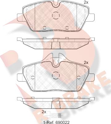 R Brake RB1662-202 - Тормозные колодки, дисковые, комплект autospares.lv