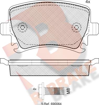 R Brake RB1600-703 - Тормозные колодки, дисковые, комплект autospares.lv