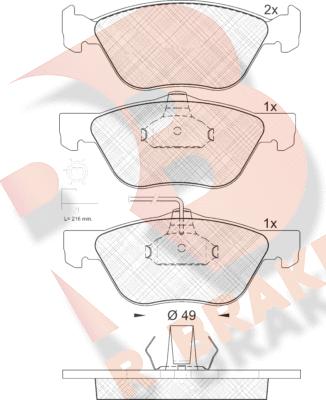 R Brake RB1601 - Тормозные колодки, дисковые, комплект autospares.lv