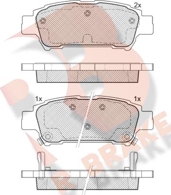 R Brake RB1608 - Тормозные колодки, дисковые, комплект autospares.lv