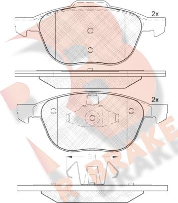 R Brake RB1617-202 - Тормозные колодки, дисковые, комплект autospares.lv