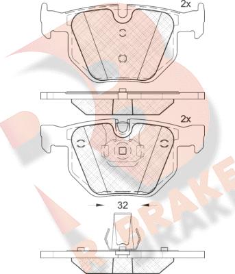 R Brake RB1685-202 - Тормозные колодки, дисковые, комплект autospares.lv