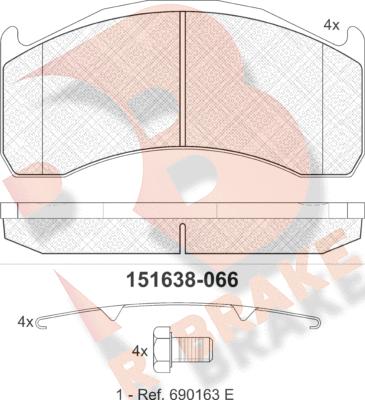 R Brake RB1638 - Тормозные колодки, дисковые, комплект autospares.lv