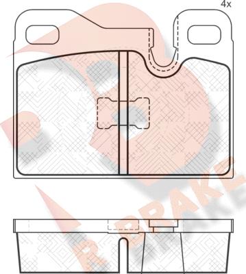 R Brake RB1624 - Тормозные колодки, дисковые, комплект autospares.lv