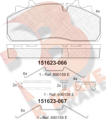 R Brake RB1623 - Тормозные колодки, дисковые, комплект autospares.lv