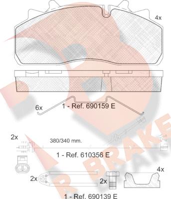 R Brake RB1623-124 - Тормозные колодки, дисковые, комплект autospares.lv