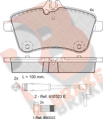 R Brake RB1677-700 - Тормозные колодки, дисковые, комплект autospares.lv