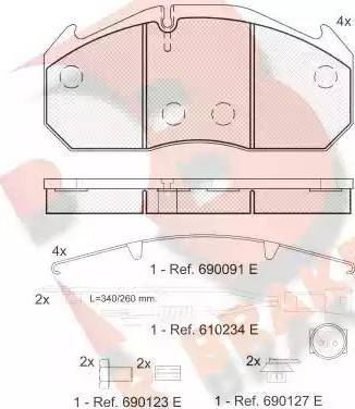 R Brake RB1040-112 - Тормозные колодки, дисковые, комплект autospares.lv