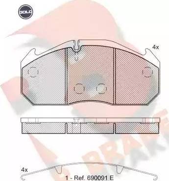 R Brake RB1040 G - Тормозные колодки, дисковые, комплект autospares.lv