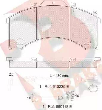 R Brake RB1043-111 - Тормозные колодки, дисковые, комплект autospares.lv