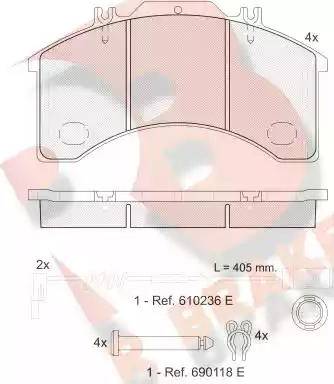 R Brake RB1042-110 - Тормозные колодки, дисковые, комплект autospares.lv