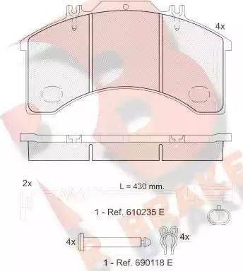 R Brake RB1042-111 - Тормозные колодки, дисковые, комплект autospares.lv