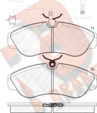 R Brake RB1054-203 - Тормозные колодки, дисковые, комплект autospares.lv