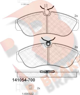 R Brake RB1054-700 - Тормозные колодки, дисковые, комплект autospares.lv