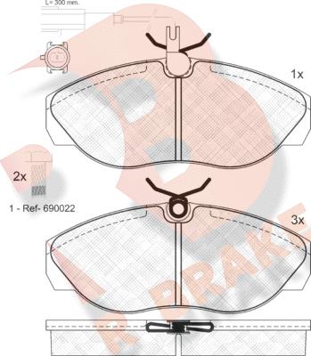 R Brake RB1053-203 - Тормозные колодки, дисковые, комплект autospares.lv