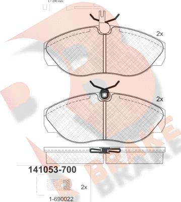 R Brake RB1053-700 - Тормозные колодки, дисковые, комплект autospares.lv