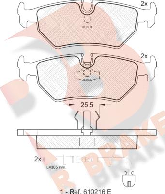 R Brake RB1087 - Тормозные колодки, дисковые, комплект autospares.lv