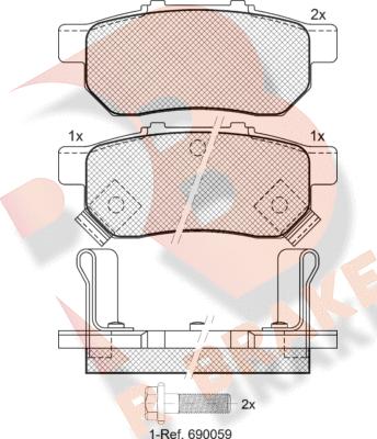 R Brake RB1024 - Тормозные колодки, дисковые, комплект autospares.lv