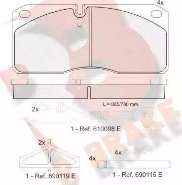 R Brake RB1079 - Тормозные колодки, дисковые, комплект autospares.lv