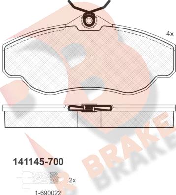 R Brake RB1145-700 - Тормозные колодки, дисковые, комплект autospares.lv