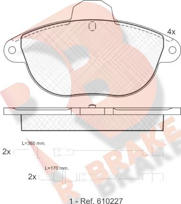 R Brake RB1154 - Тормозные колодки, дисковые, комплект autospares.lv