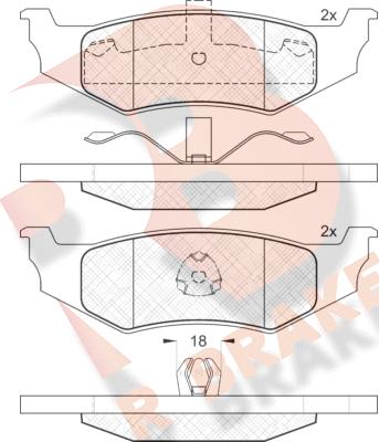 R Brake RB1114 - Тормозные колодки, дисковые, комплект autospares.lv