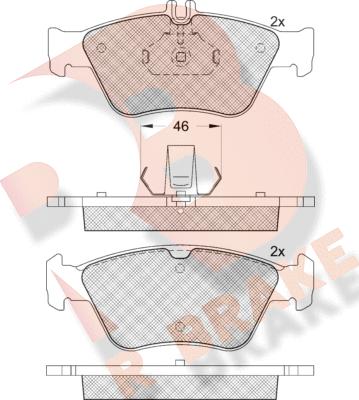 R Brake RB1115-396 - Тормозные колодки, дисковые, комплект autospares.lv