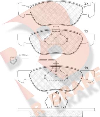 R Brake RB1124 - Тормозные колодки, дисковые, комплект autospares.lv