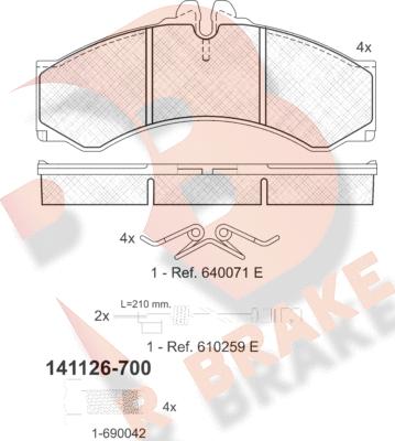 R Brake RB1126-700 - Тормозные колодки, дисковые, комплект autospares.lv