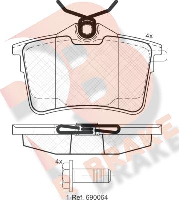 R Brake RB1895 - Тормозные колодки, дисковые, комплект autospares.lv