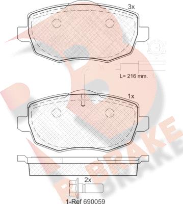 R Brake RB1845 - Тормозные колодки, дисковые, комплект autospares.lv