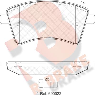 R Brake RB1854-200 - Тормозные колодки, дисковые, комплект autospares.lv