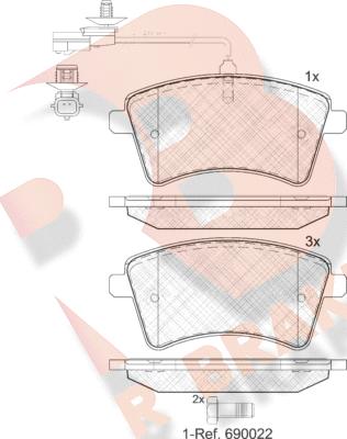 R Brake RB1854-203 - Тормозные колодки, дисковые, комплект autospares.lv